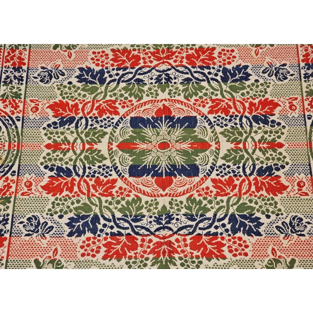 Textile Mid-19th Century American Jacquard Coverlet With Floral & Bird Design For Sale - Image 7 of 12