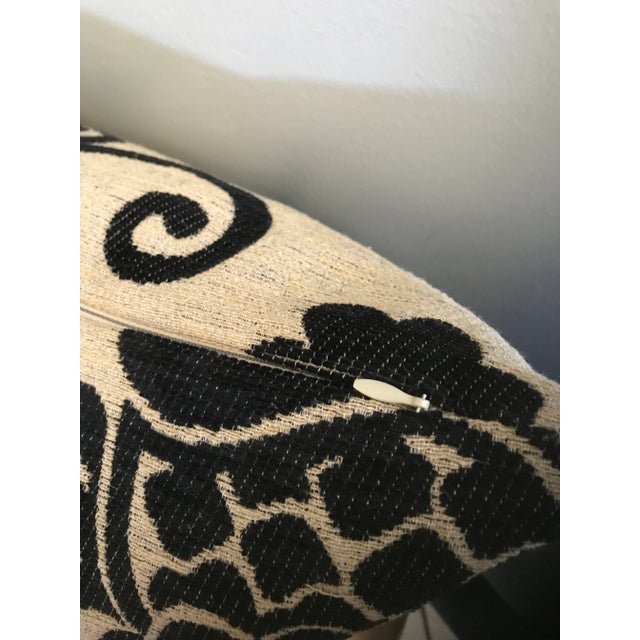 French Black and Cream Pomegranate Design Pillow With Down Insert For Sale - Image 3 of 4