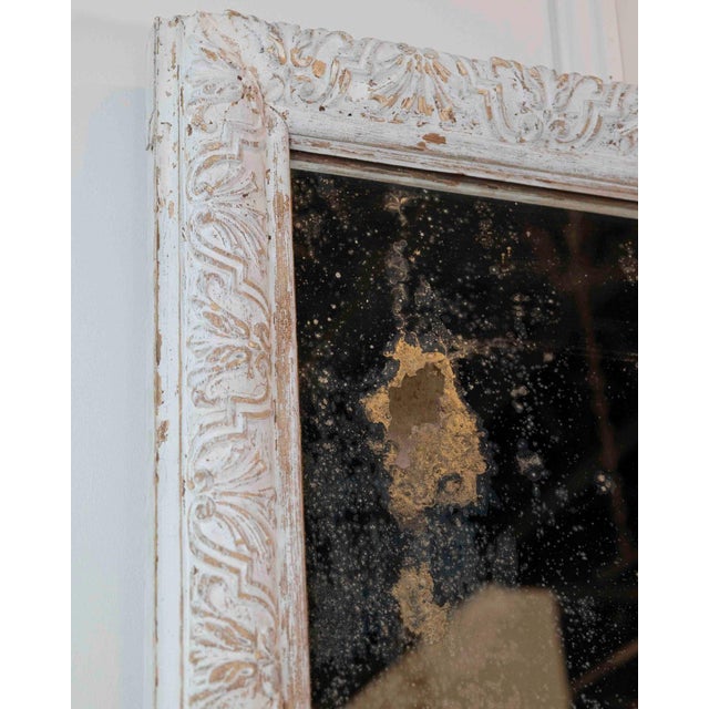 French 19th Century Louis XIV Style Carved Wood and Stucco Mirror For Sale - Image 4 of 9