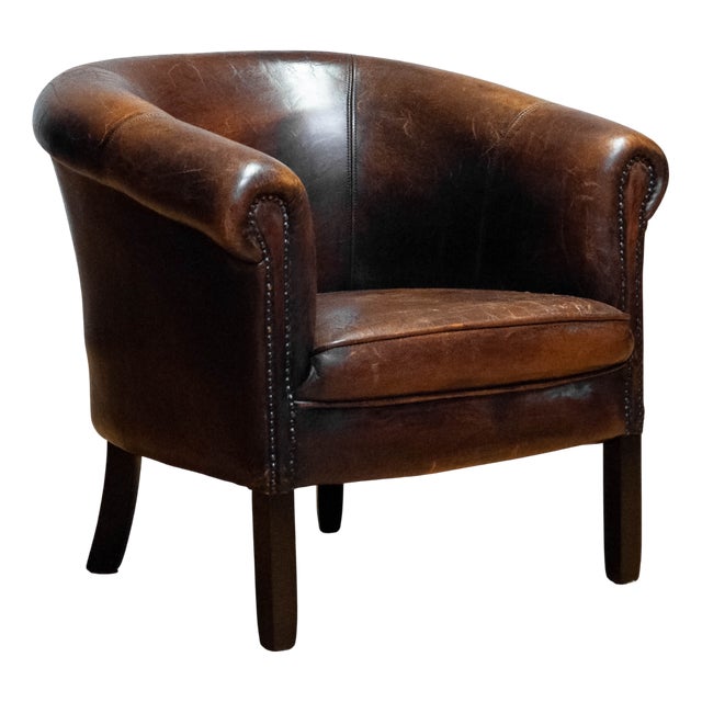 Swedish Sheepskin Leather Armchair, 1960s For Sale