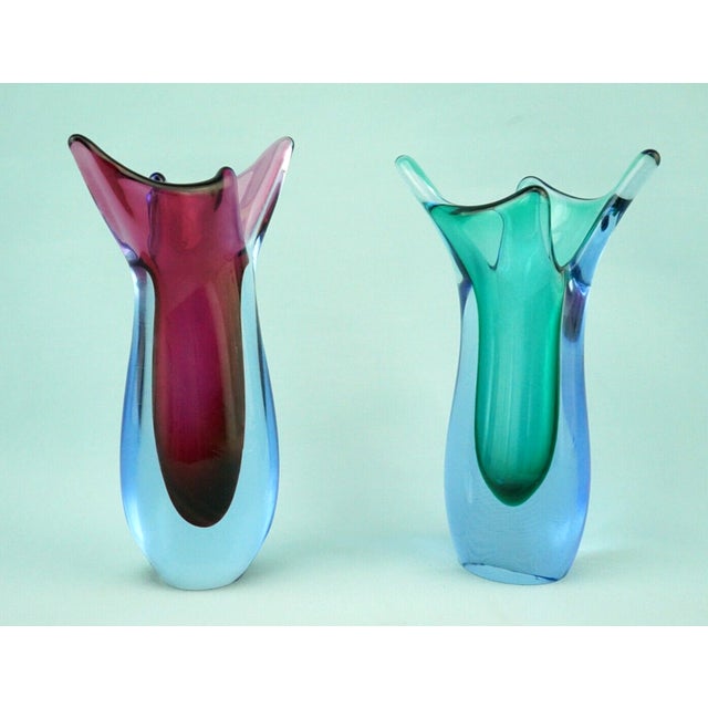 Glass Murano Sommerso Glass Vases attributed to Flavio Poli, Italy, 1930s, Set of 2 For Sale - Image 7 of 18