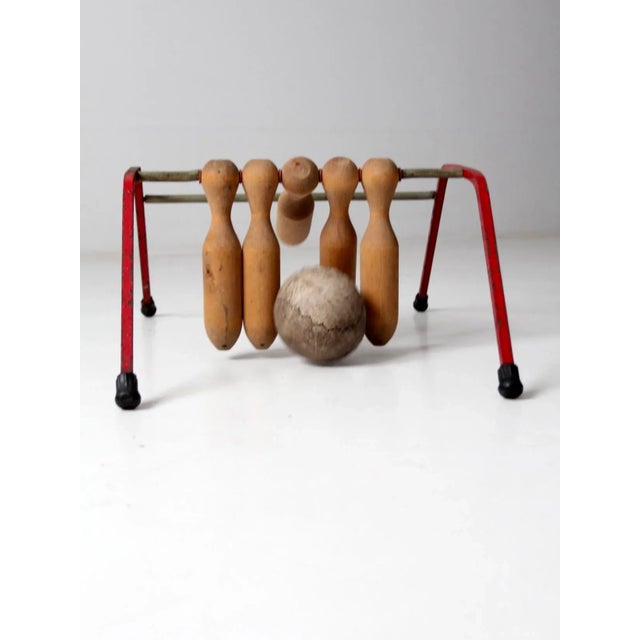 Mid-Century Modern Vintage Wooden Bowling Game For Sale - Image 3 of 13