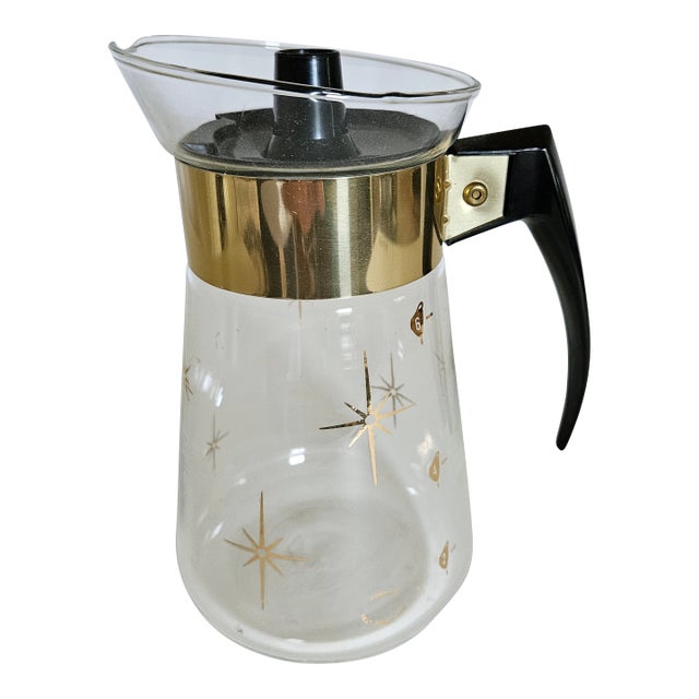 1960s Mid-Century Modern Atomic Pyrex Coffee Pot With Lid. For Sale