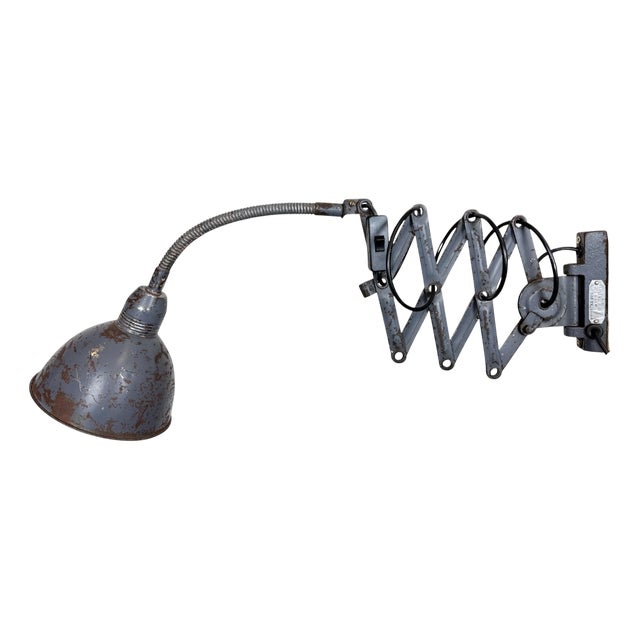Industrial Grey Scissor Wall Lamp from Elektroinstala, 1960s For Sale