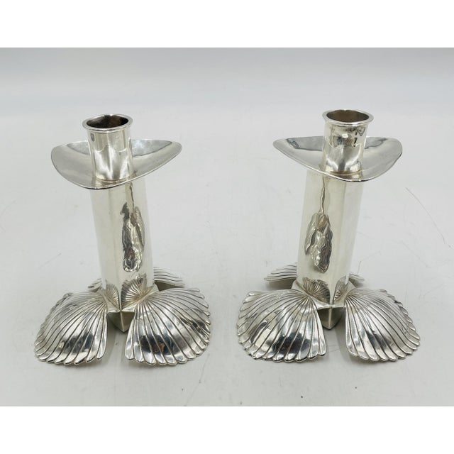 1980s 1980s Pair of Silver Plated Candle Holders by Emilia Castillo, Mexican Modernism For Sale - Image 5 of 15