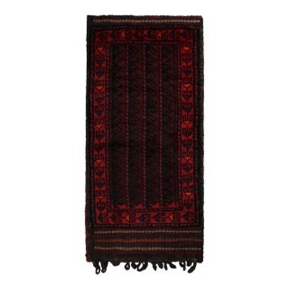 Rug & Kilim’s Baluch Scatter Rug in Burgundy and Indigo Geometric Patterns For Sale