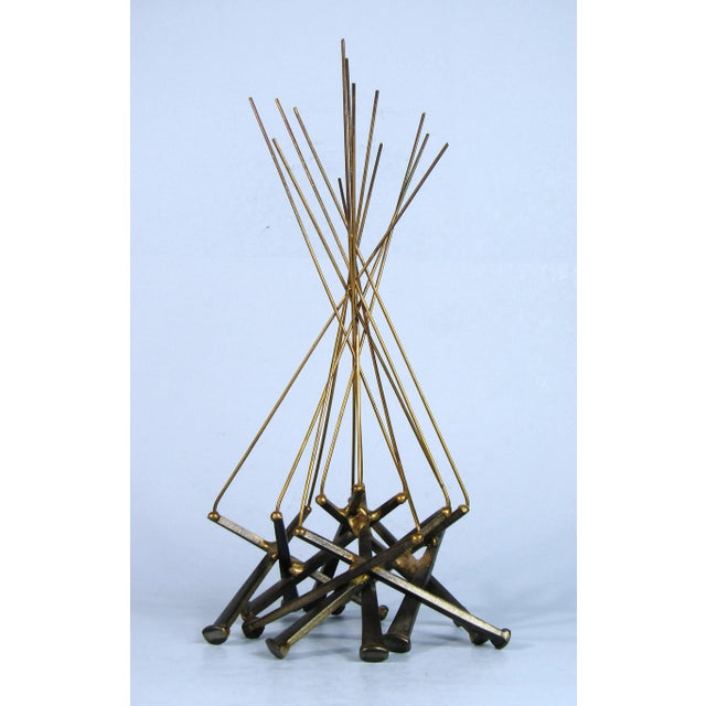 Vintage Ron Schmidt Mid-Century Modern Brutalist Metal Nail Art Sculpture "Camp Fire" 1960's Tabletop Abstract Art For Sale - Image 4 of 10