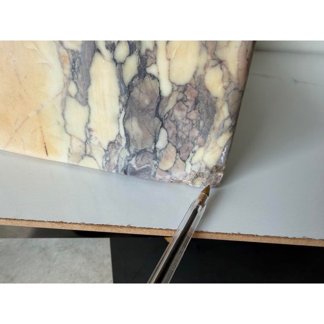 1980’s Italian Postmodern Geometric Abstract Carved Calacatta Viola Marble Sculpture For Sale - Image 11 of 12