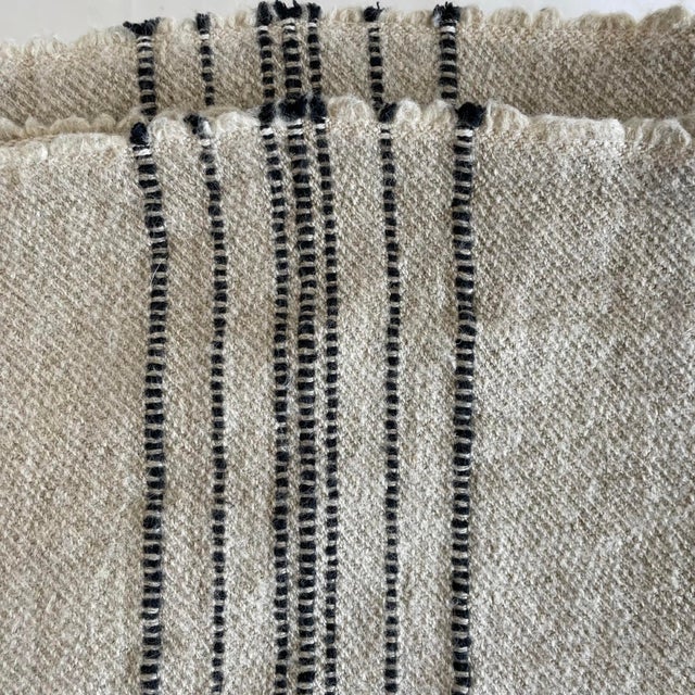 Not Yet Made - Made To Order Belgian Linen and Wool Throw Natural With Black Stripes For Sale - Image 5 of 11