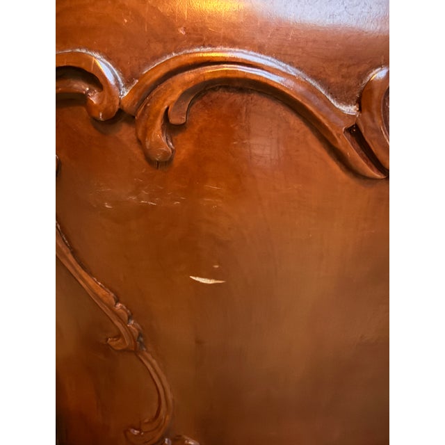 Brown Antique Art Nouveau Hand Carved Mahogany Dresser and Mirror For Sale - Image 8 of 11