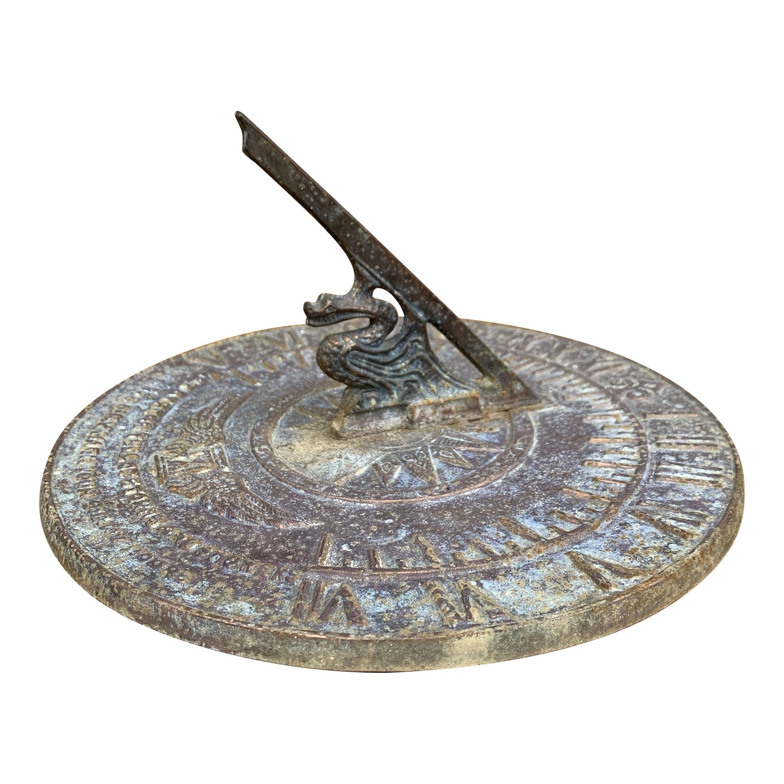 Vintage English Country Iron Garden Sundial 