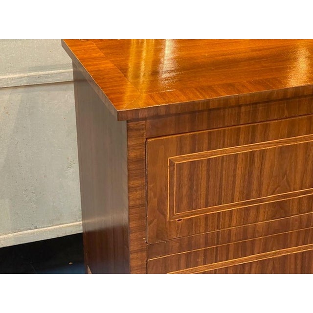 Brown Pair of Italian Walnut Inlaid Side Tables For Sale - Image 8 of 8