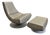 1970's Italian Leather Swivel Lounge Chair and Ottoman For Sale