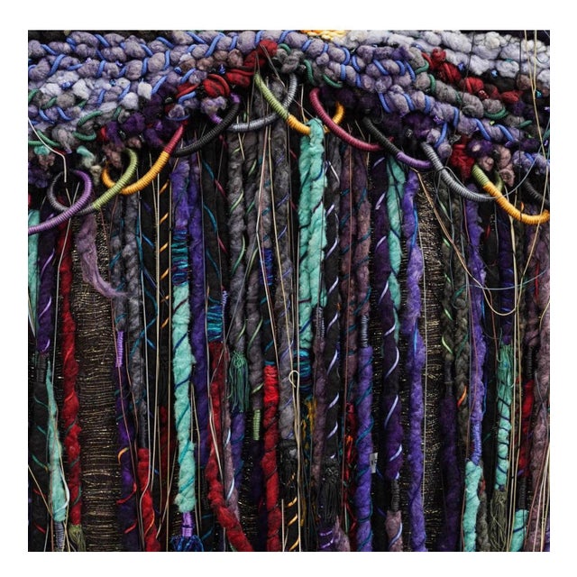 Metal Mid 20th Century Marlen Richard, Large Handmade Tapestry Textile Wall Hanging Wool Mixed Media Marlene Richard For Sale - Image 7 of 18