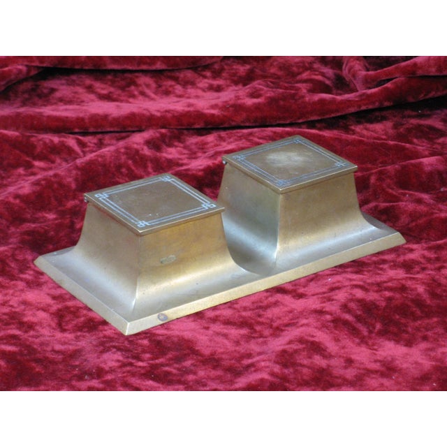 Inkwell Arts & Crafts Brass Antique Bradley & Hubbard B&h Mission Style For Sale - Image 14 of 18