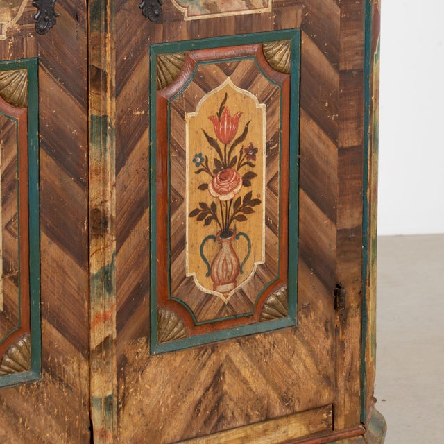 1803 Hungarian Original Hand-Painted Pine Two-Door Armoire For Sale - Image 13 of 14
