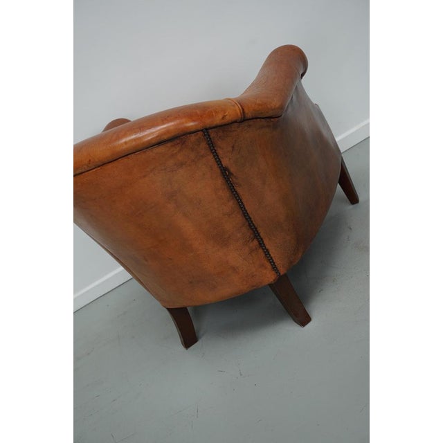 Vintage Dutch Cognac Colored Leather Club Chair For Sale - Image 10 of 16