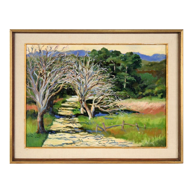 Shaded Path in the California Hills - Original Oil on Canvas (Laid on Board) by Nancy Faisant For Sale