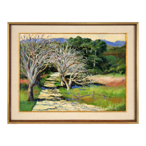 Shaded Path in the California Hills - Original Oil on Canvas (Laid on Board) by Nancy Faisant