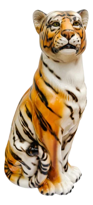 Italian Glazed Ceramic Standing Tiger Statue