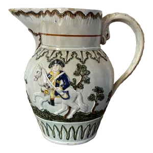 Very Large Antique Early 19th Century George III English Prattware Pitcher