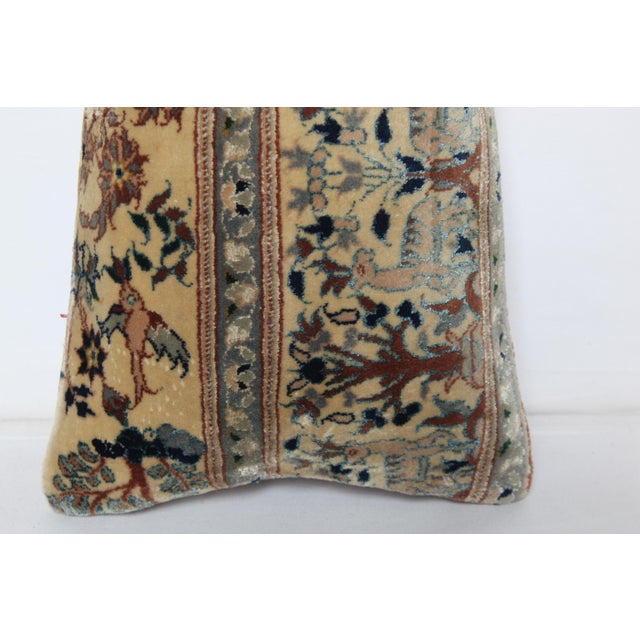 Light Yellow Bohemian Handwoven Floral Rug Pillow Case -12'' X 20'' For Sale - Image 8 of 9