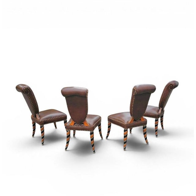 Vintage Leather Chairs, 1980s, Set of 4 For Sale - Image 10 of 16