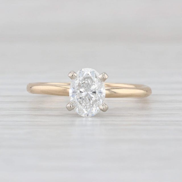 Gold 0.90ct Diamond Oval Solitaire Engagement Ring 14k White Yellow Gold Size 6 Gia For Sale - Image 8 of 8