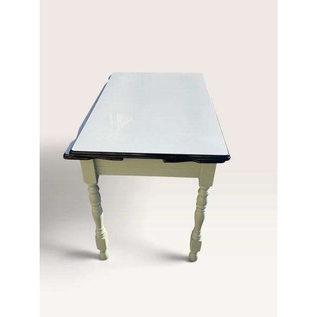 Vintage Porcelain Enamel Kitchen Table Pull Out Leaves Sage Green 40-62" For Sale - Image 10 of 10