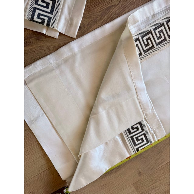 Textile Pair of Ethan Allen Curtains – Cream With Greek Key Border For Sale - Image 7 of 8