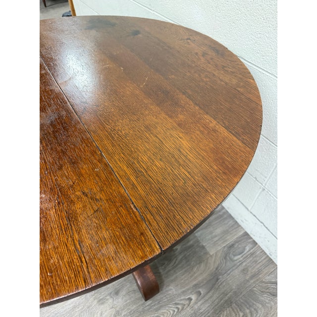 Antique Mission Arts & Crafts Quarter Sawn Tiger Oak Dining Table For Sale - Image 4 of 10
