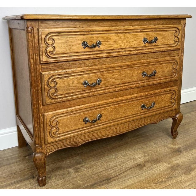 Vintage French Louis Oak Chest of 3 Drawers For Sale - Image 3 of 13