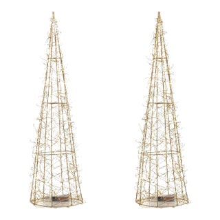 24" Holiday Wire LED Trees, Set of 2 For Sale
