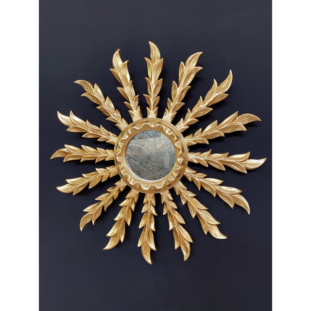 Gold 20th Century Sunburst Golden Mirror For Sale - Image 8 of 8