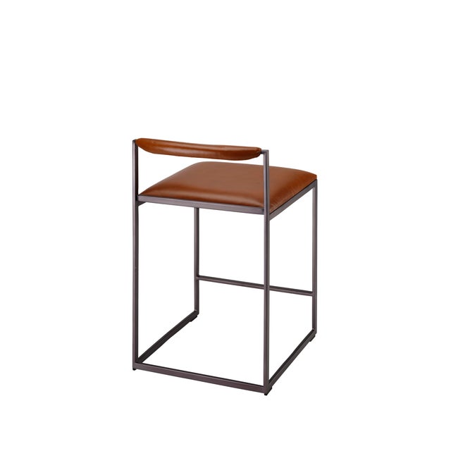 Bradbury Counter Stool, Saddle Leather For Sale In Los Angeles - Image 6 of 9