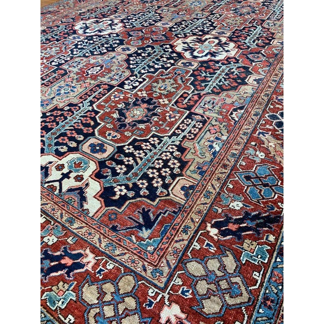 Antique Persian Heriz DREAM in Rare Lattice Design Rug 9.2 x 11.6 For Sale - Image 4 of 11