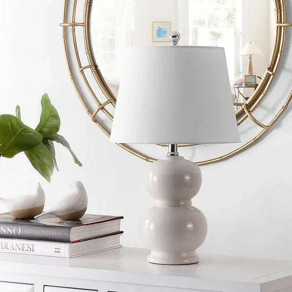 Contemporary Safavieh Everlee Glass Table Lamp - Ivory For Sale - Image 3 of 7
