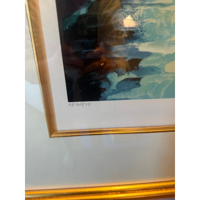 Blue 1992 Howard Behrens "Morning in Venice" Framed Signed Serigraph on Paper For Sale - Image 8 of 11