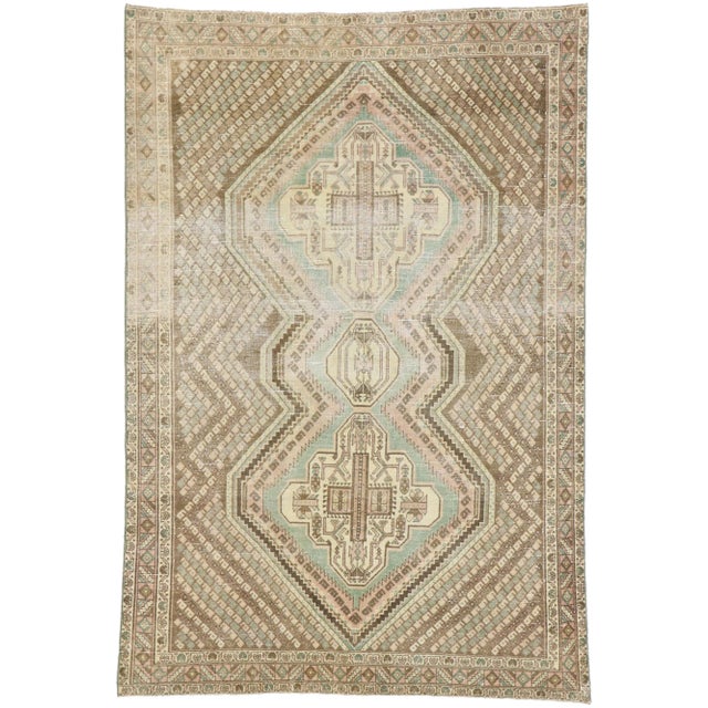 Early 20th Century Antique Persian Afshar Tribal Rug With Boteh Design, 03'11 X 05'09 For Sale - Image 9 of 9