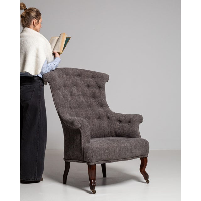 French Napoleon III Upholstered Armchair, Second Empire Style, France, Circa 1880 For Sale - Image 3 of 16