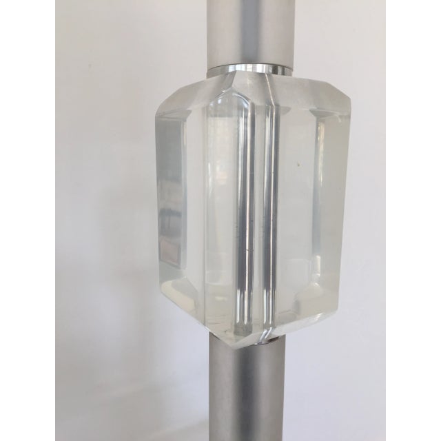 Glass Modern Lucite and Glass Hollywood Regency Style Floor Lamp For Sale - Image 7 of 11