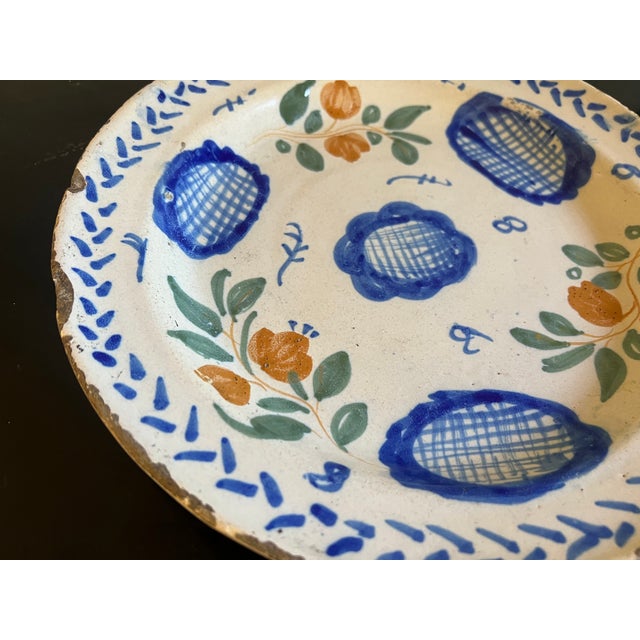 Ceramic Antique Spanish Faience Plate Set, Hand Painted, Catalonia, Circa 1900 For Sale - Image 7 of 16