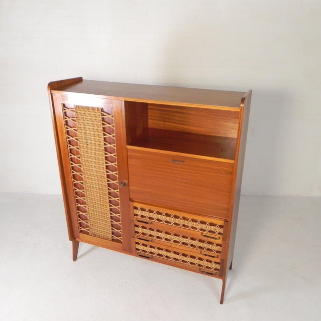 Vintage Secretaire in Rattan and Wood, 1960s For Sale - Image 11 of 18