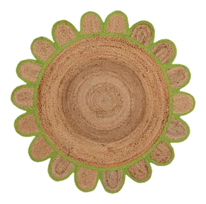 3'x3' Green Round Jute Scallop Rug