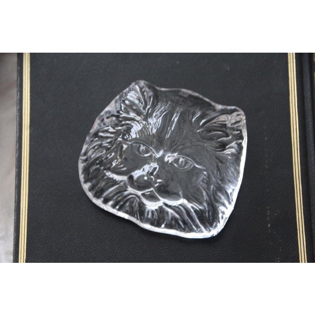 Crystal Glass Cat Head Figurine Paperweight from Daum, France, 1970s For Sale - Image 13 of 14