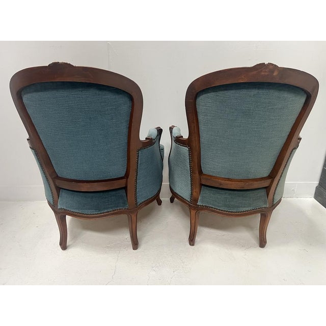 Louis XV Style Bergère Armchairs in Wood, 20th Century, Set of 2 For Sale - Image 6 of 13