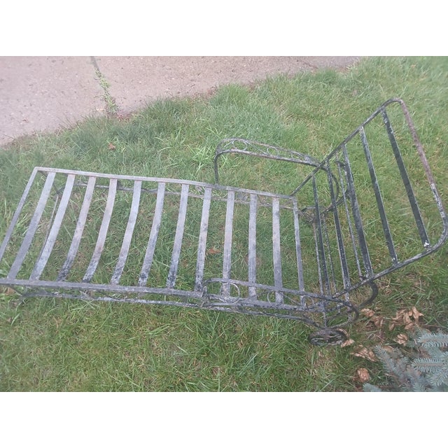 Metal Antique Wrought Iron Rolling Lounge Chair For Sale - Image 7 of 10