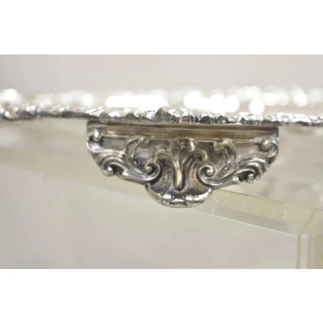 Vintage Victorian Silver Plated Twin Handle Meat Cutlery Serving Platter Tray For Sale In Philadelphia - Image 6 of 12