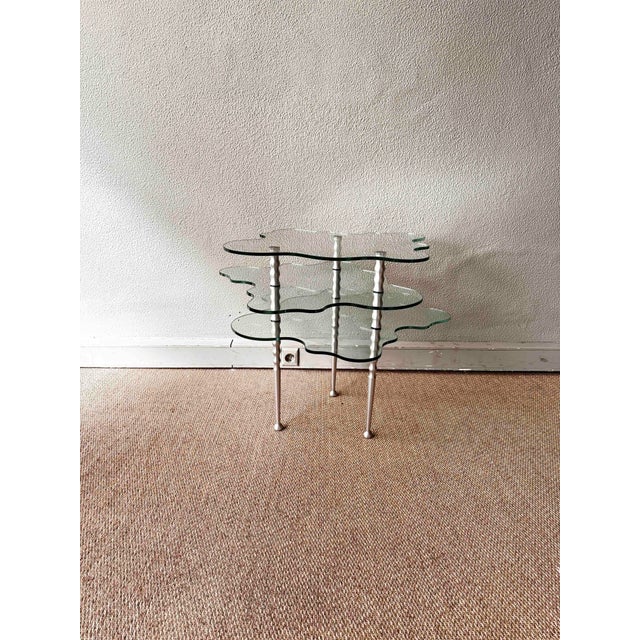 Zanotta Postmodern Papilio 3-Trier Side Table in Glass by Alessandro Mendini for Zanotta, Italy, 1990s For Sale - Image 4 of 17