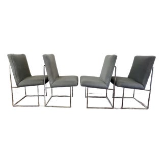 Mid Century Milo Baughman for Thayer Coggin Thin Chrome Dining Chairs For Sale
